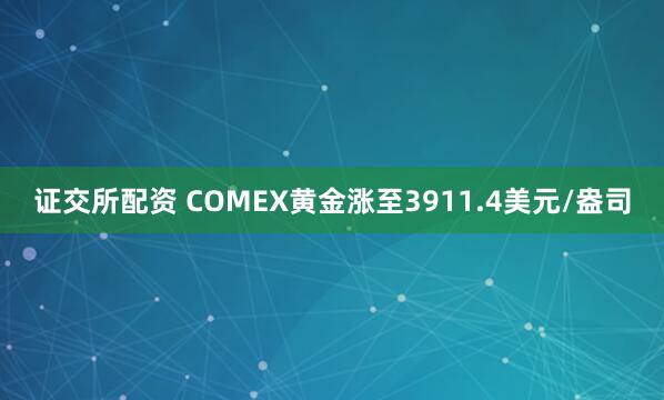 证交所配资 COMEX黄金涨至3911.4美元/盎司